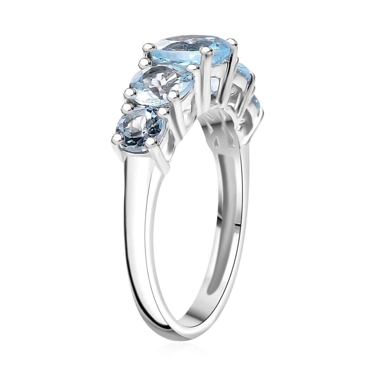 Sky Blue Topaz 2.75 ctw 5 Stone Ring in Platinum Over Sterling Silver (Size 10.0) image number 3