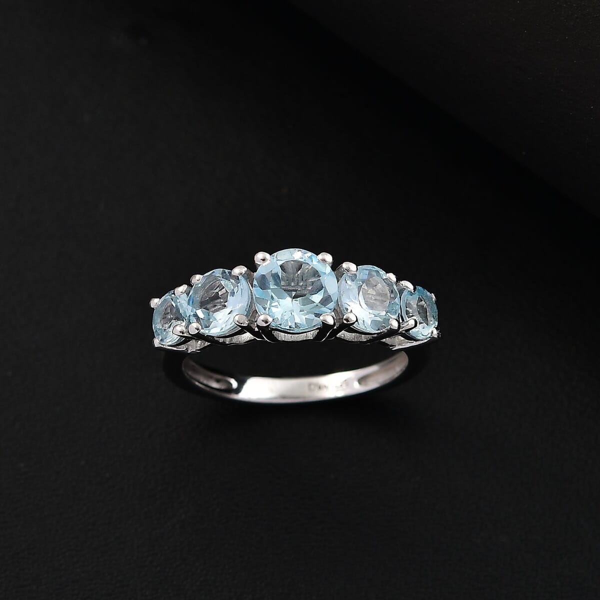 Sky Blue Topaz 2.75 ctw 5 Stone Ring in Platinum Over Sterling Silver (Size 5.0) image number 1