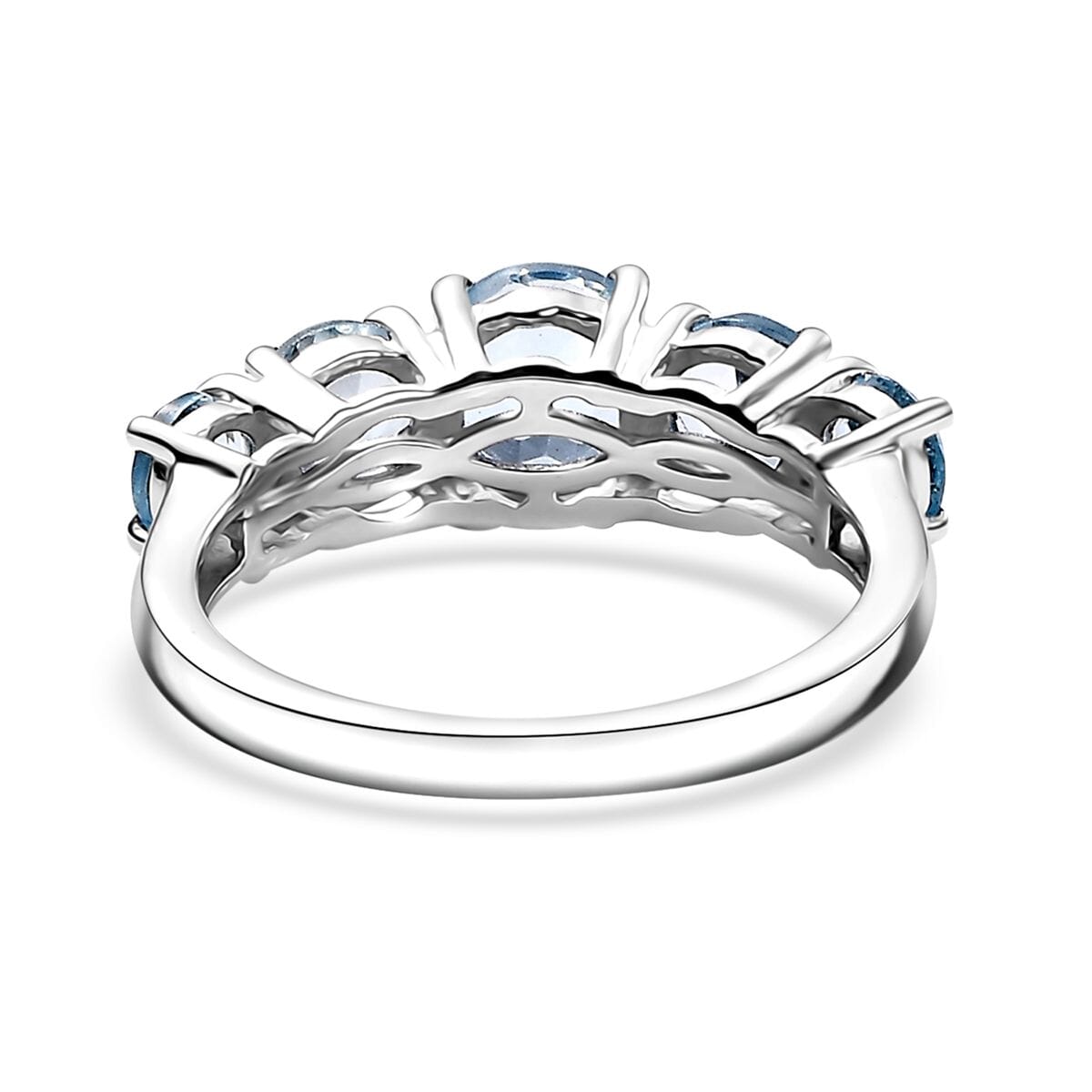 Sky Blue Topaz 2.75 ctw 5 Stone Ring in Platinum Over Sterling Silver (Size 5.0) image number 4