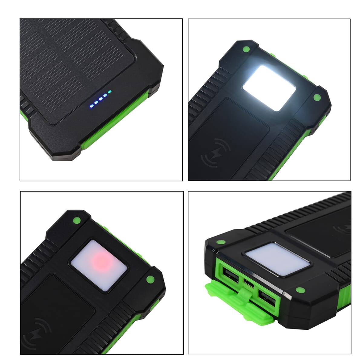 Homesmart Green Solar 10000 mAh Battery Charger with Wireless Charging & Emergency LED Torch image number 4