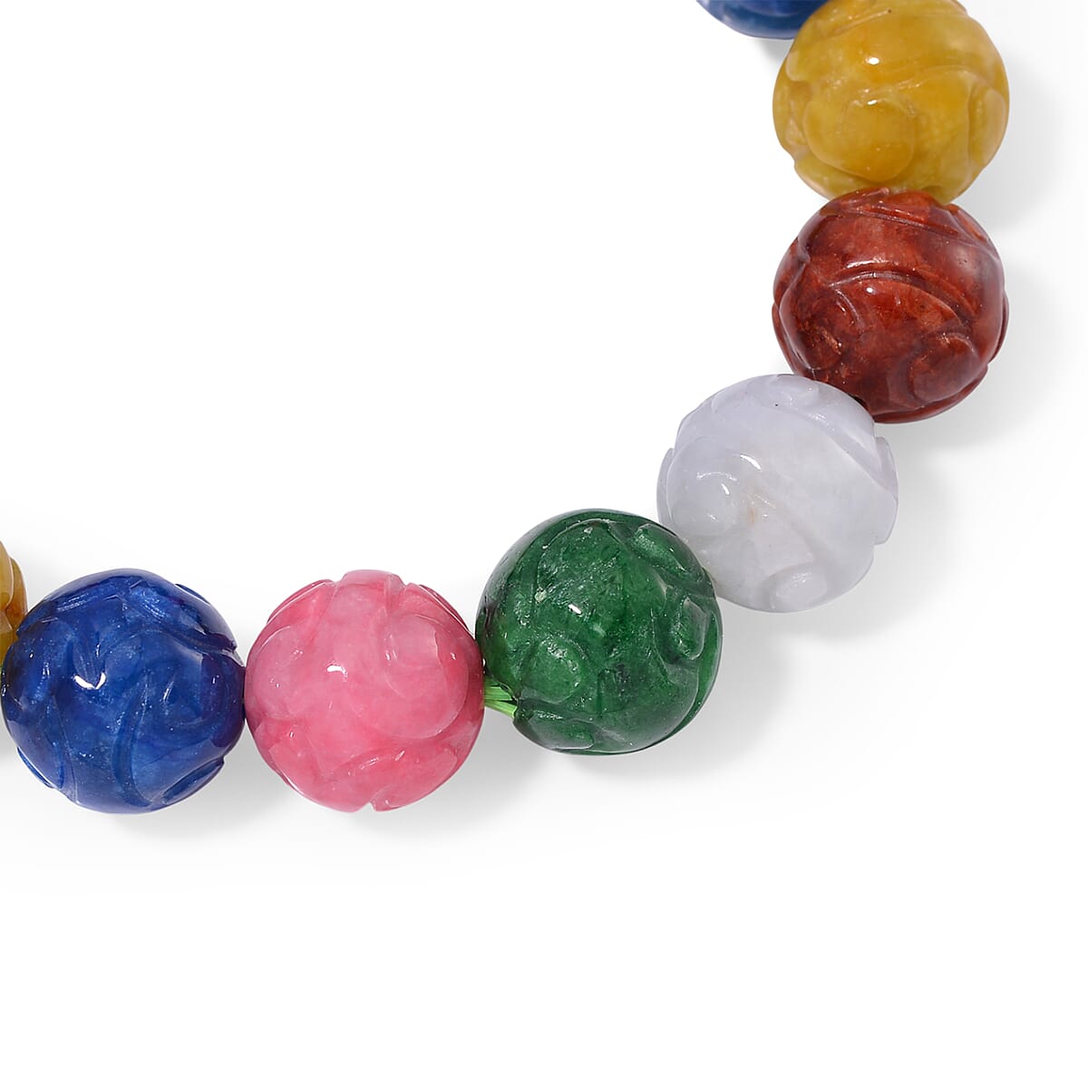  Multi Color Jade 235.00 ctw Beaded Stretch Bracelet (6.5-7In)  image number 3