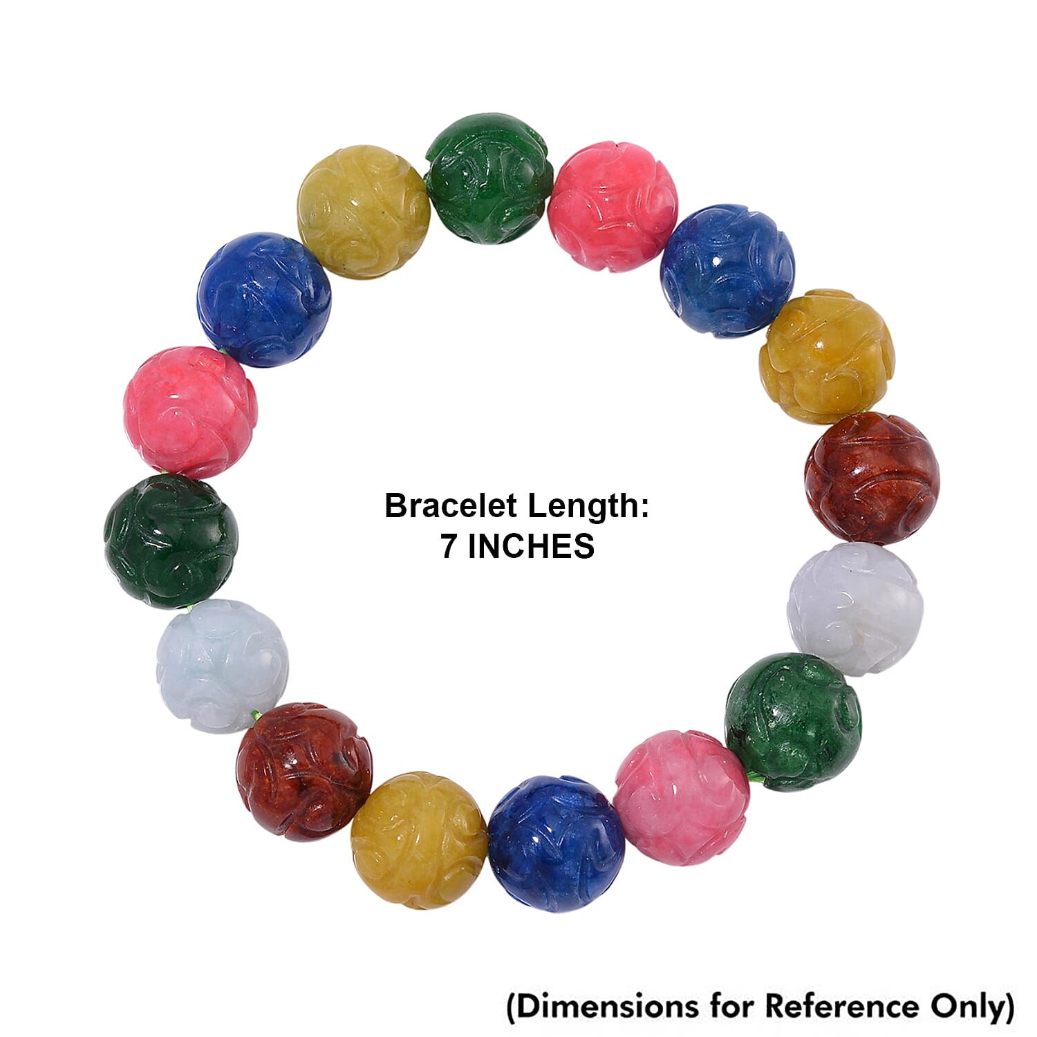 Multi Color Jade 235.00 ctw Beaded Stretch Bracelet (6.5-7In)