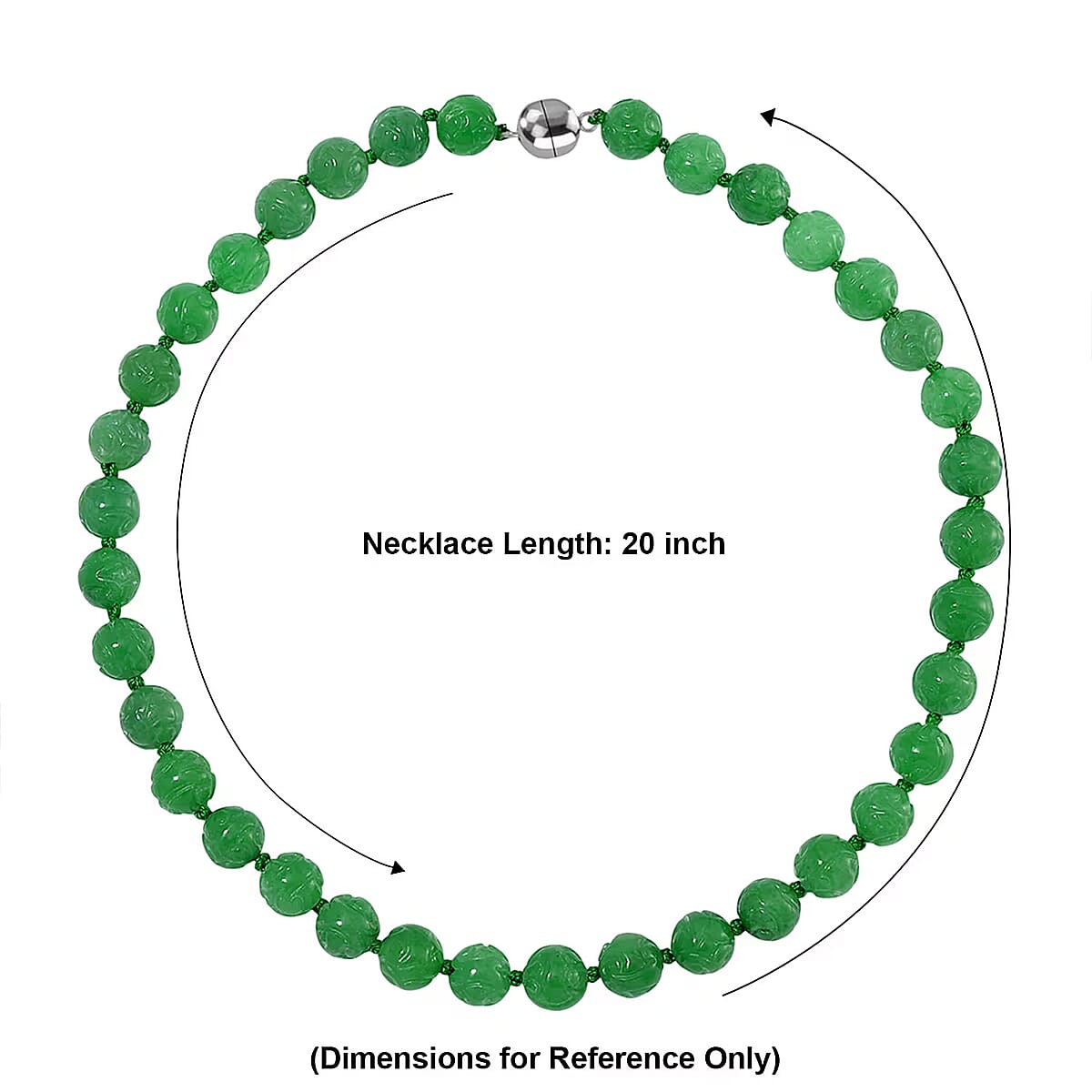 Green Jade 570.00 ctw Carved Beaded Necklace in Rhodium Over Sterling Silver 20 Inches   image number 5
