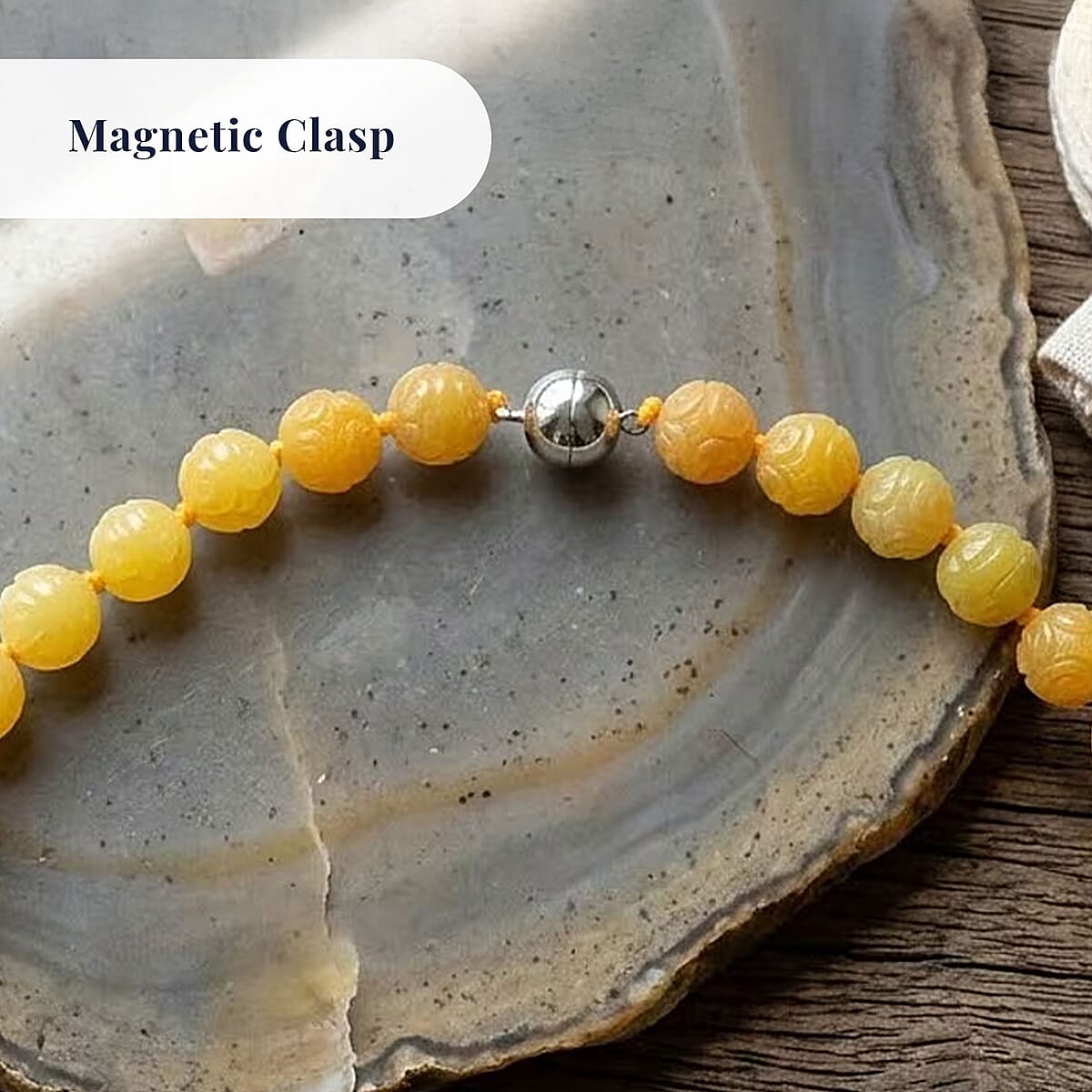 Honey Jade 570.00 ctw Carved Beaded Necklace in Rhodium Over Sterling Silver 20 Inches  image number 4
