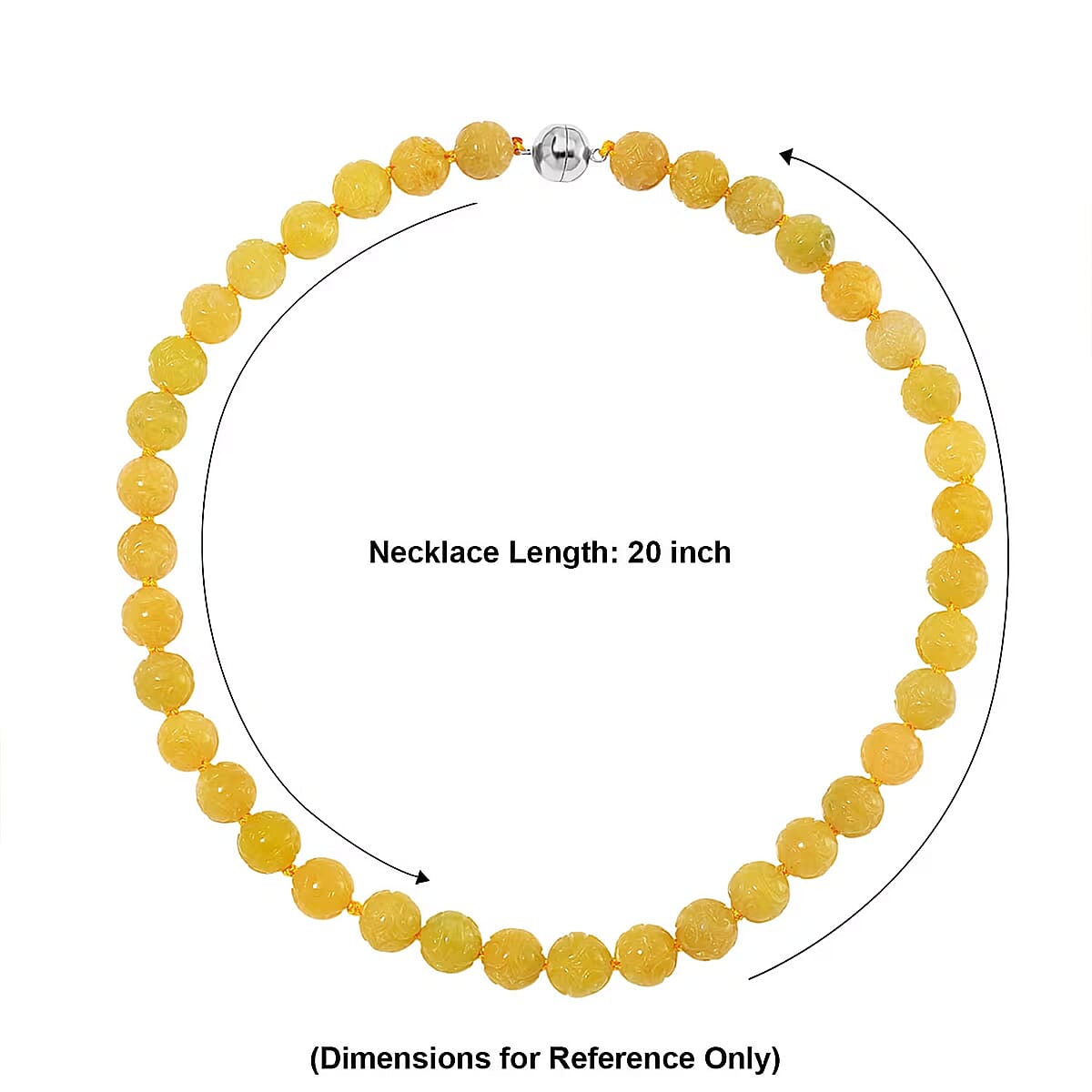 Honey Jade 570.00 ctw Carved Beaded Necklace in Rhodium Over Sterling Silver 20 Inches  image number 5