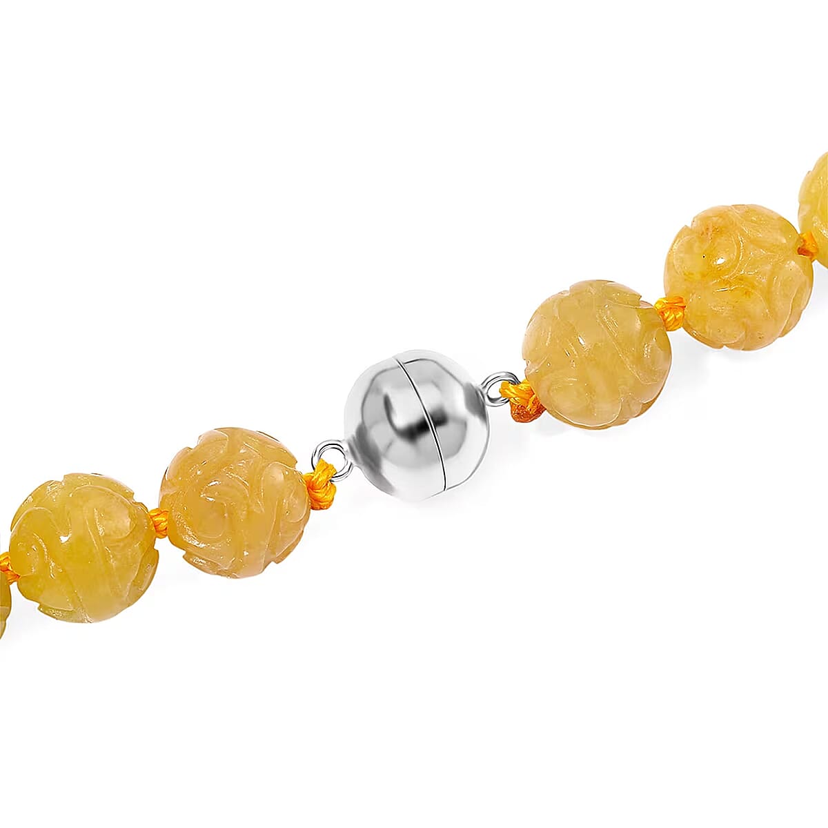 Honey Jade 570.00 ctw Carved Beaded Necklace in Rhodium Over Sterling Silver 20 Inches  image number 6