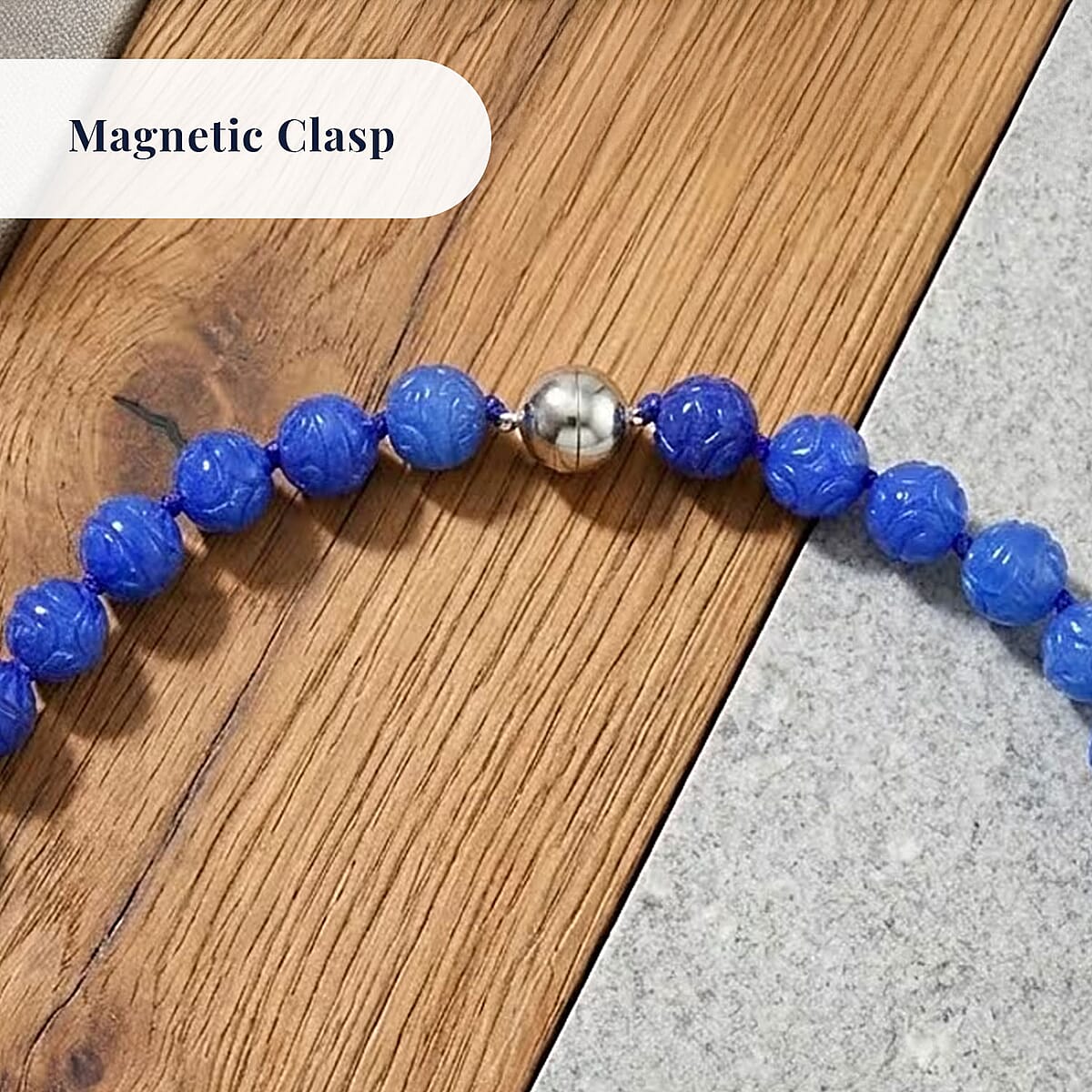 Blue Jade 570.00 ctw Carved Beaded Necklace in Rhodium Over Sterling Silver 20 Inches  image number 4