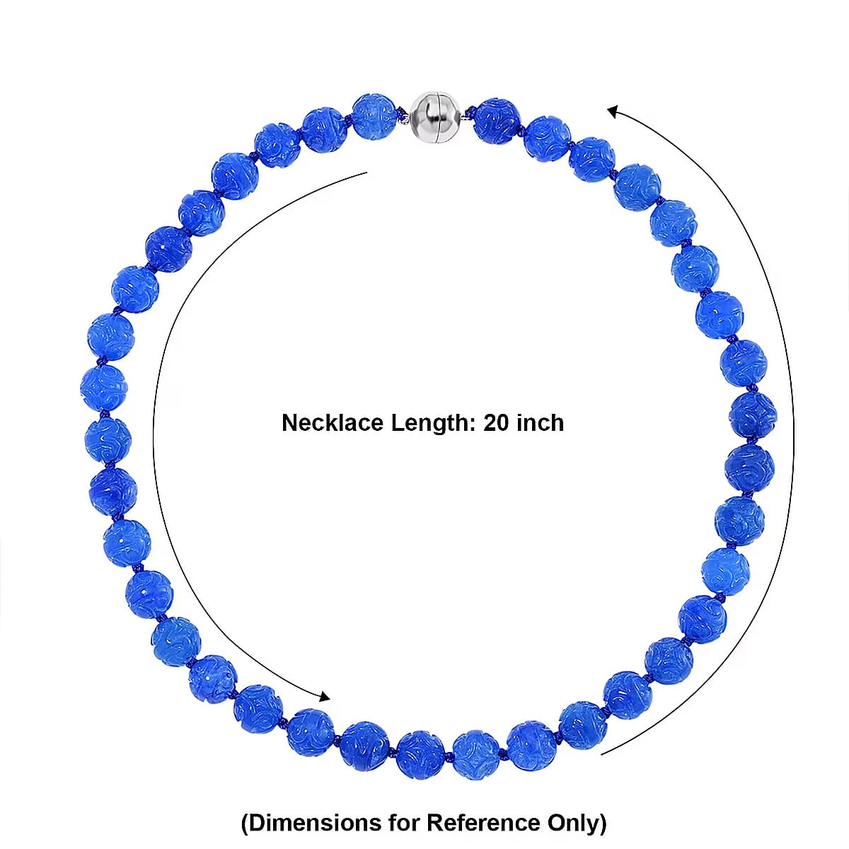 Blue Jade 570.00 ctw Carved Beaded Necklace in Rhodium Over Sterling Silver 20 Inches  image number 5