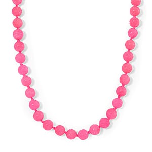 Pink Jade 570.00 ctw Carved Beaded Necklace in Rhodium Over Sterling Silver 20 Inches 
