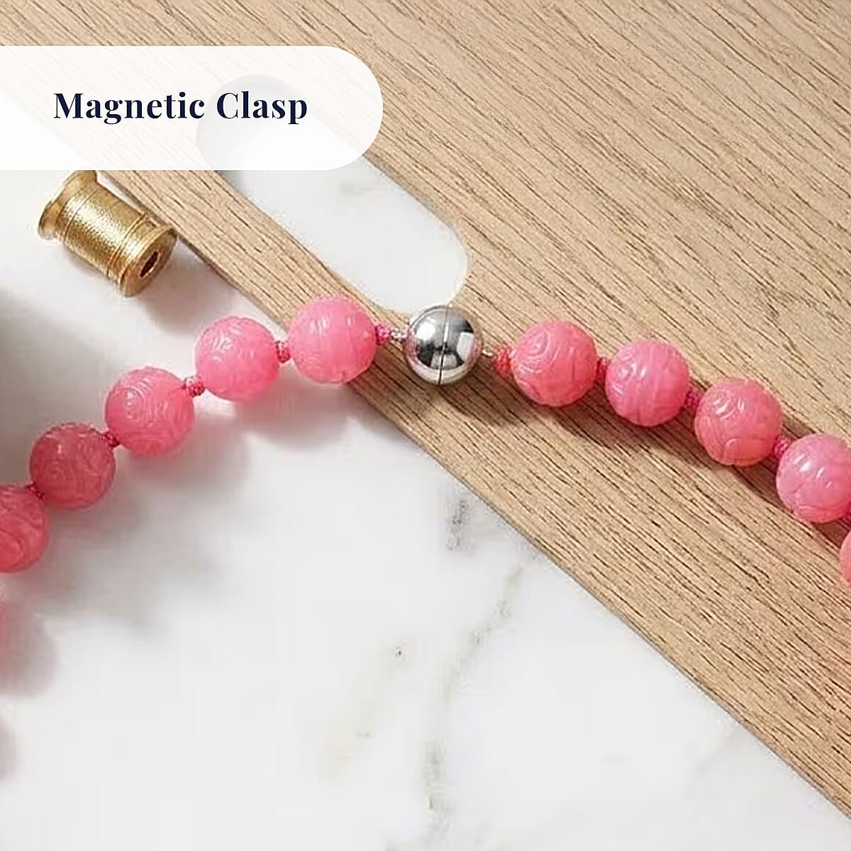 Pink Jade 570.00 ctw Carved Beaded Necklace in Rhodium Over Sterling Silver 20 Inches  image number 4