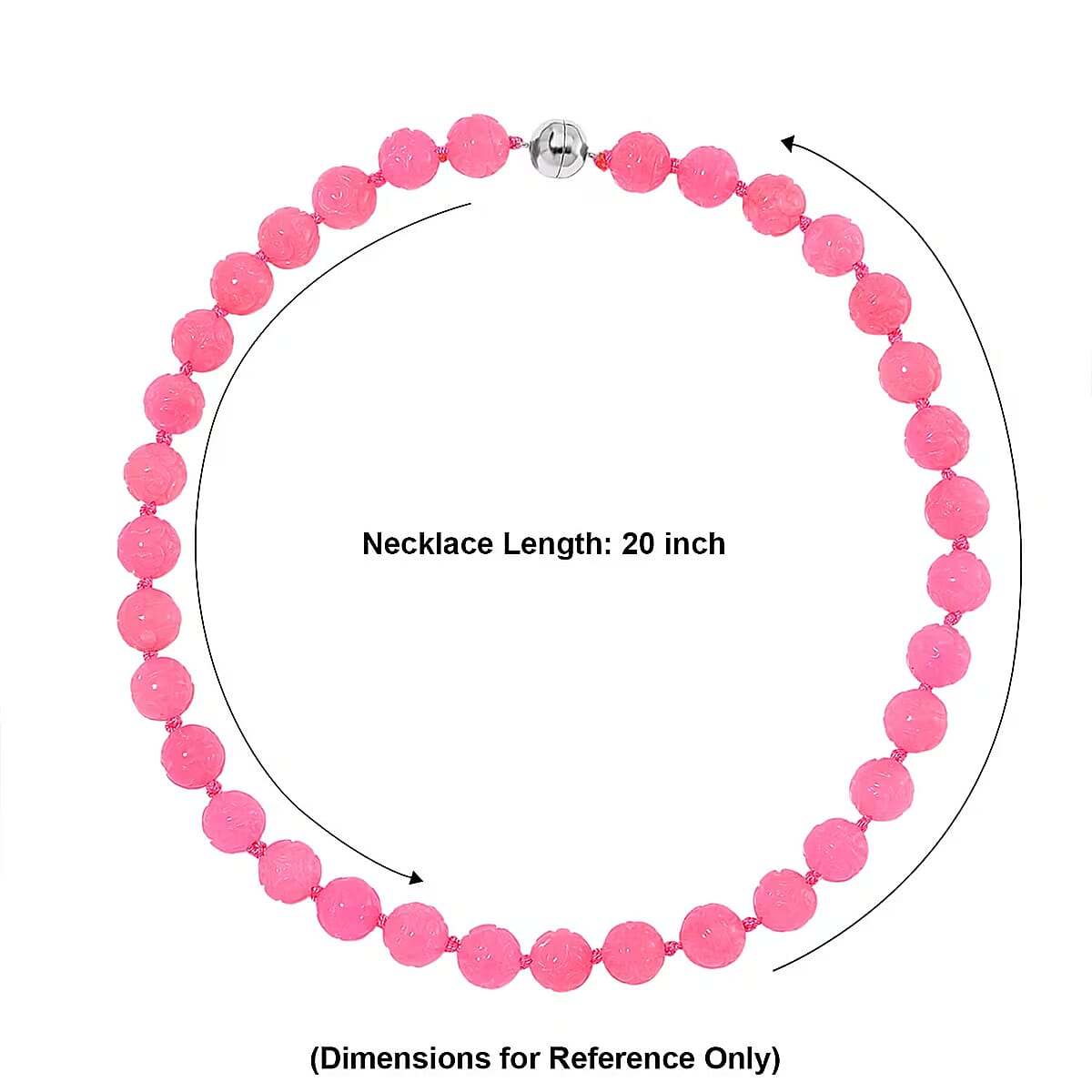 Pink Jade 570.00 ctw Carved Beaded Necklace in Rhodium Over Sterling Silver 20 Inches  image number 5