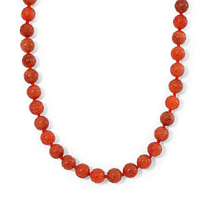 Red Jade 570.00 ctw Carved Beaded Necklace in Rhodium Over Sterling Silver 20 Inches 