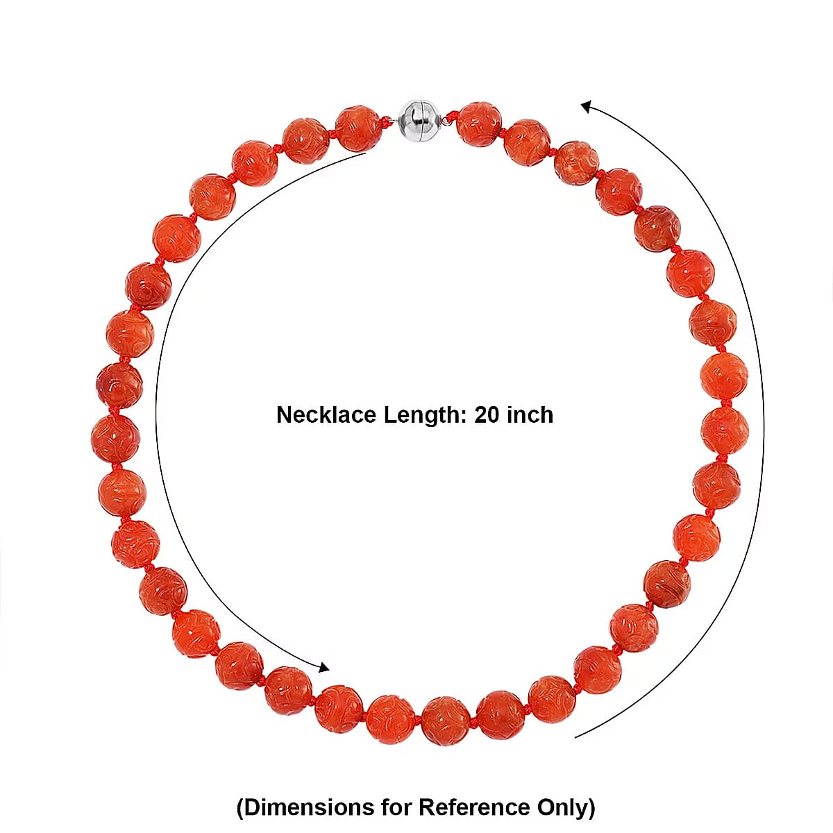 Red Jade 570.00 ctw Carved Beaded Necklace in Rhodium Over Sterling Silver 20 Inches  image number 5