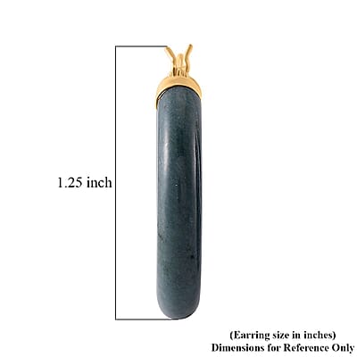 Natural Olmec Jadeite 62.00 ctw Hoop Earrings in 14K Yellow Gold Over Sterling Silver