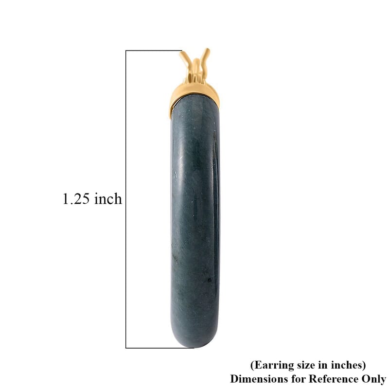 Natural Olmec Jadeite 62.00 ctw Hoop Earrings in 14K Yellow Gold Over Sterling Silver