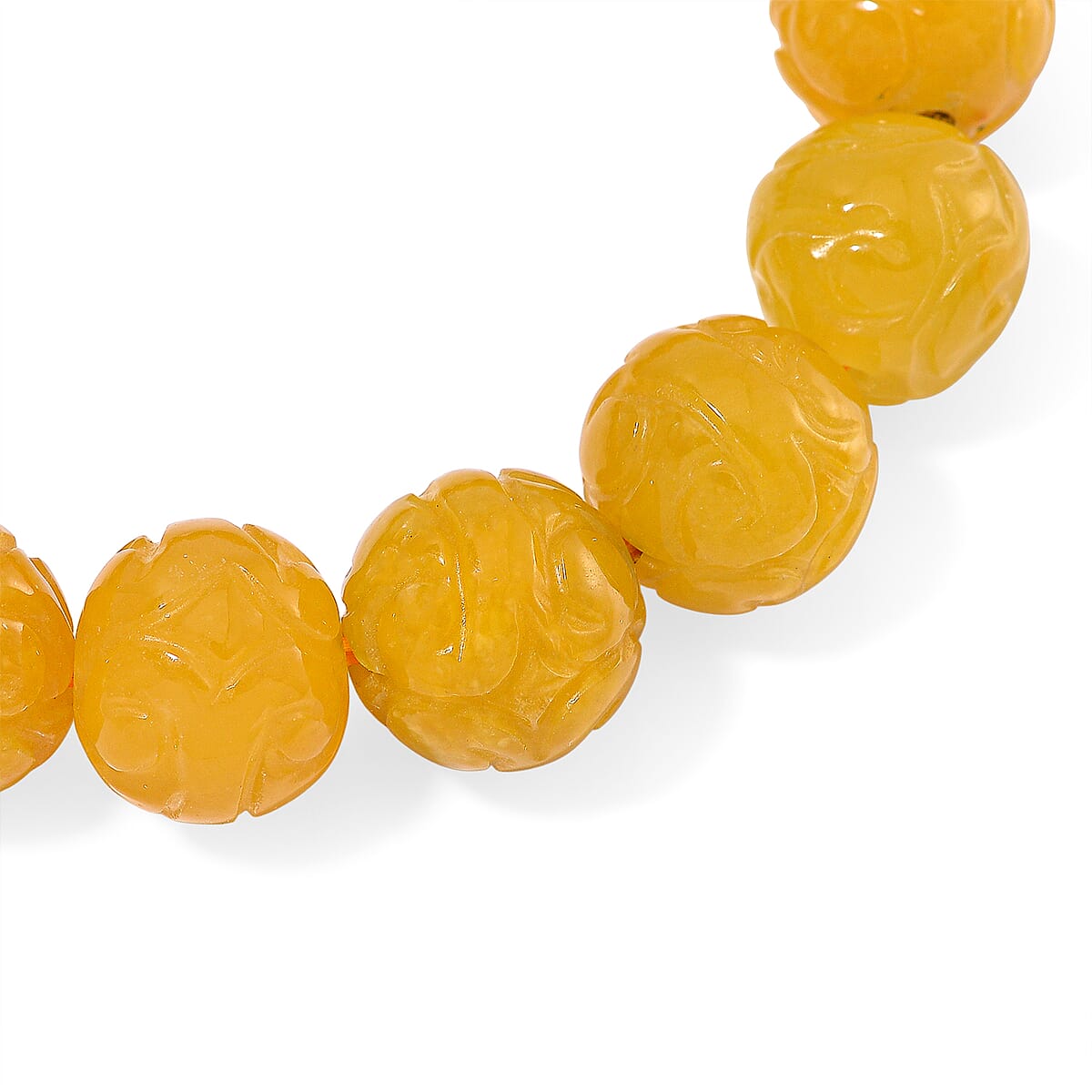 Honey Jade 235.00 ctw Carved Beaded Stretch Bracelet (6.5-7In) image number 3