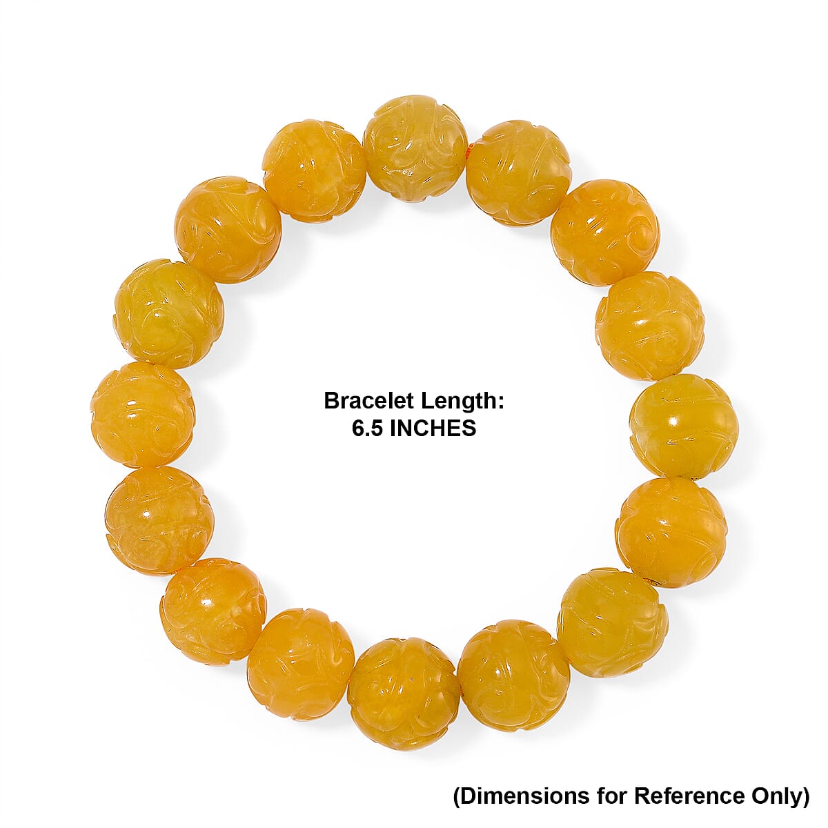 Honey Jade 235.00 ctw Carved Beaded Stretch Bracelet (6.5-7In) image number 4