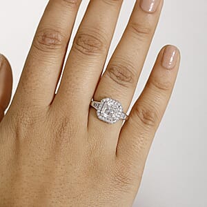 D'Joy Squartuguese Cut Moissanite 3.75 ctw Ring in Rhodium Over Sterling Silver (Size 10.0)