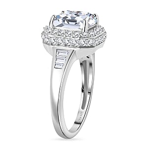 D'Joy Squartuguese Cut Moissanite 3.75 ctw Ring in Rhodium Over Sterling Silver (Size 10.0)