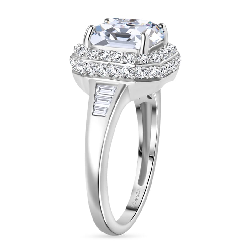 D'Joy Squartuguese Cut Moissanite 3.75 ctw Ring in Rhodium Over Sterling Silver (Size 10.0)