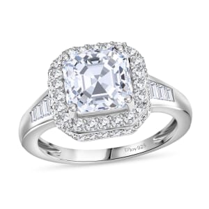 Squartuguese Cut Moissanite 3.75 ctw Ring in Rhodium Over Sterling Silver (Size 8.0)