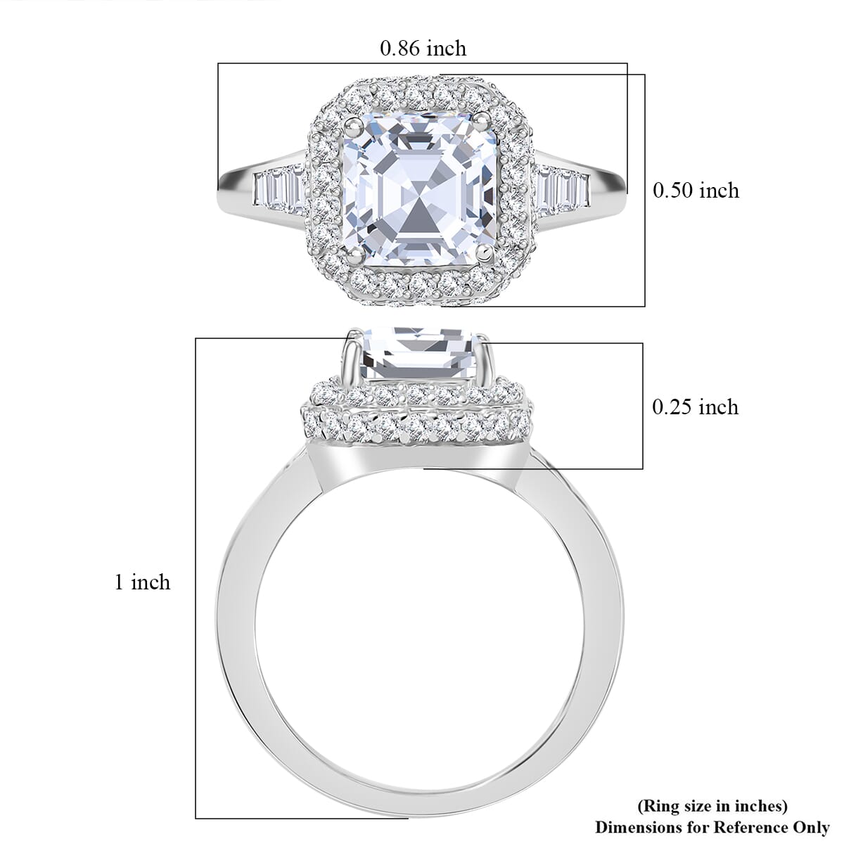 Squartuguese Cut Moissanite 3.75 ctw Ring in Rhodium Over Sterling Silver (Size 8.0) image number 5