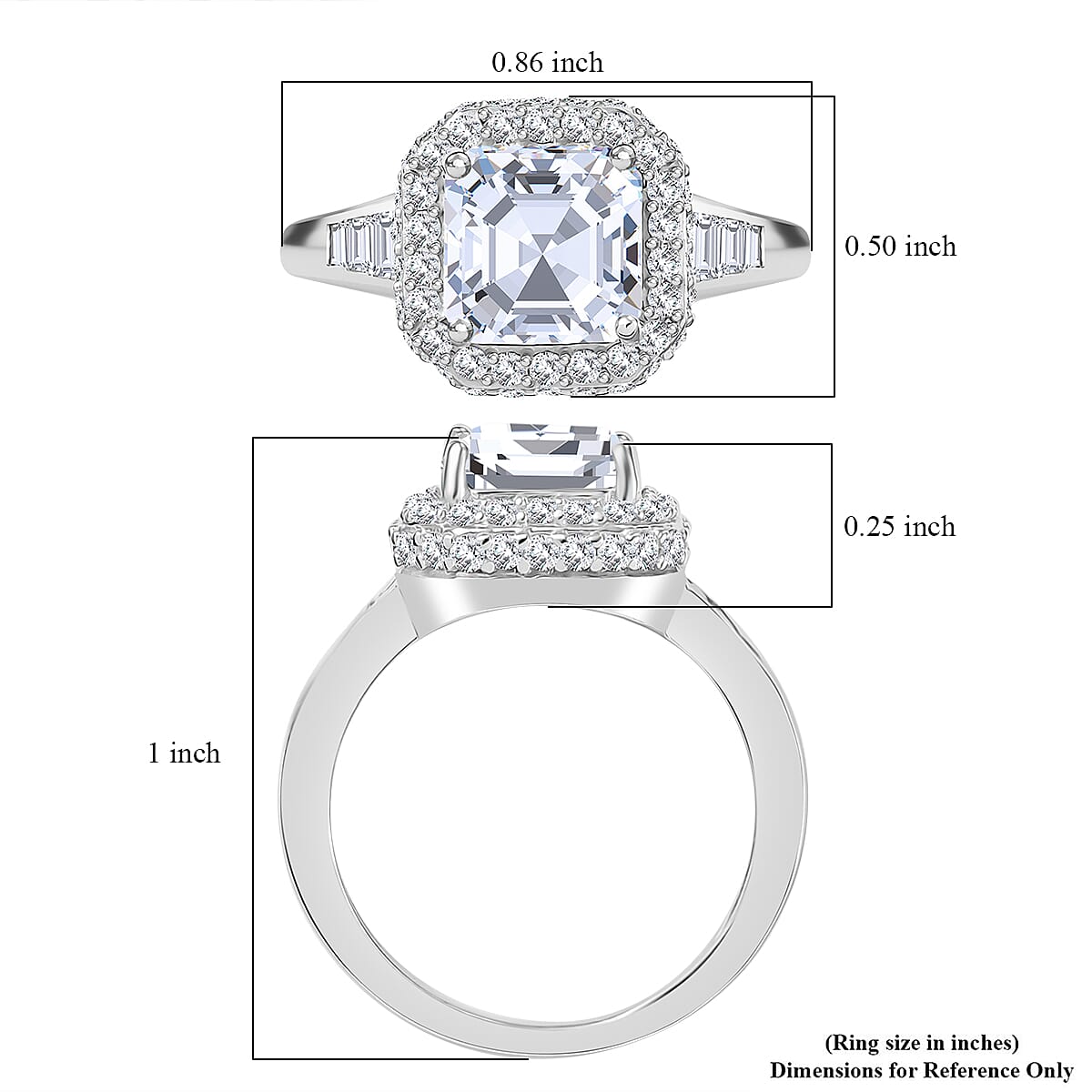Squartuguese Cut Moissanite 3.75 ctw Halo Ring in Rhodium Over Sterling Silver (Size 9.0) image number 5