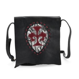 Italy Retro Noble Collection Black Cross and Snakeskin Pattern Genunie Leather Crossbody Bag