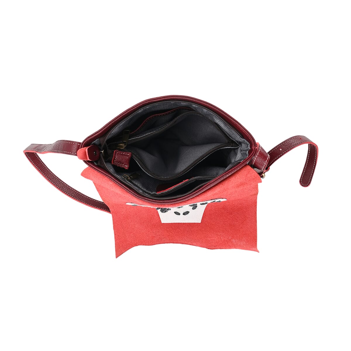 Italy Retro Noble Collection Red Cross and Snakeskin Pattern Genunie Leather Crossbody Bag image number 4