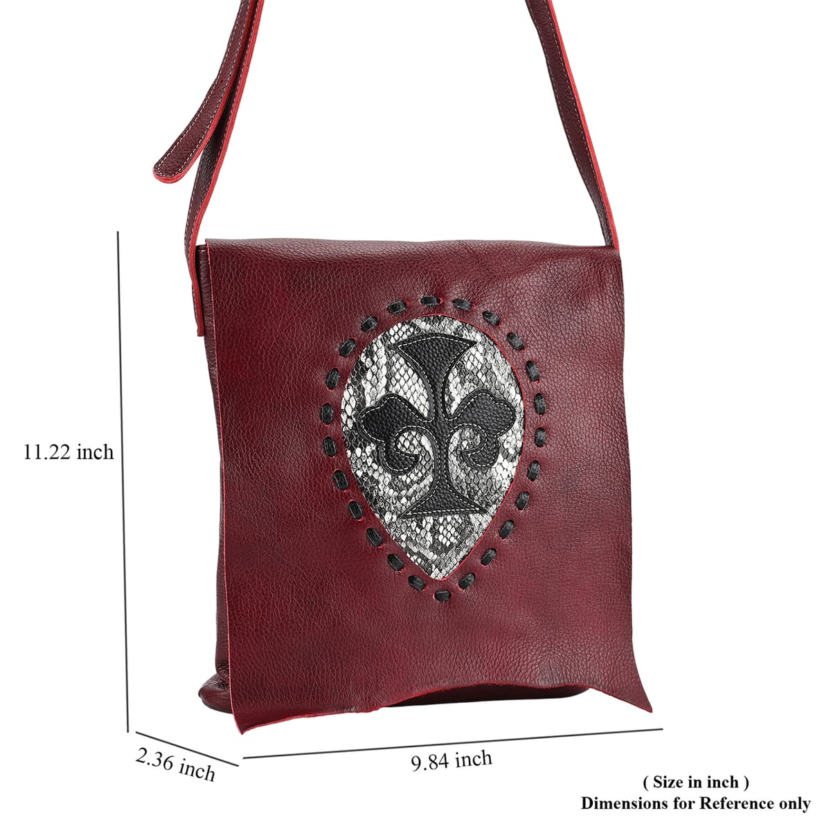 Italy Retro Noble Collection Red Cross and Snakeskin Pattern Genunie Leather Crossbody Bag image number 6