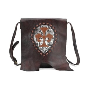 Italy Retro Noble Collection Coffee Cross and Snakeskin Pattern Genunie Leather Crossbody Bag