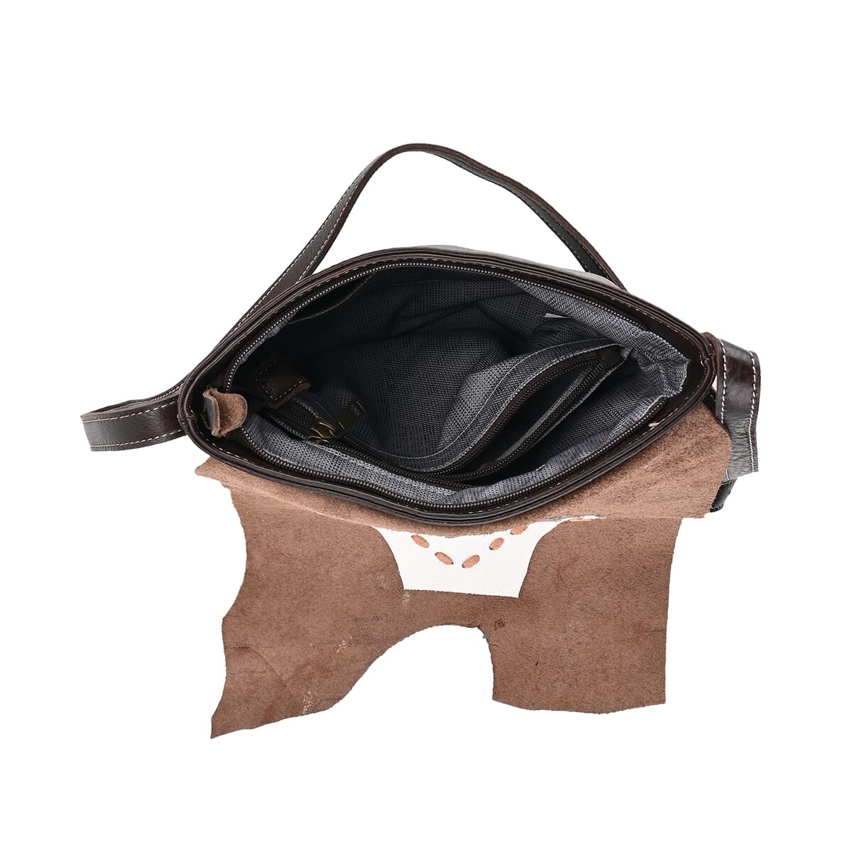 Italy Retro Noble Collection Coffee Cross and Snakeskin Pattern Genunie Leather Crossbody Bag image number 4