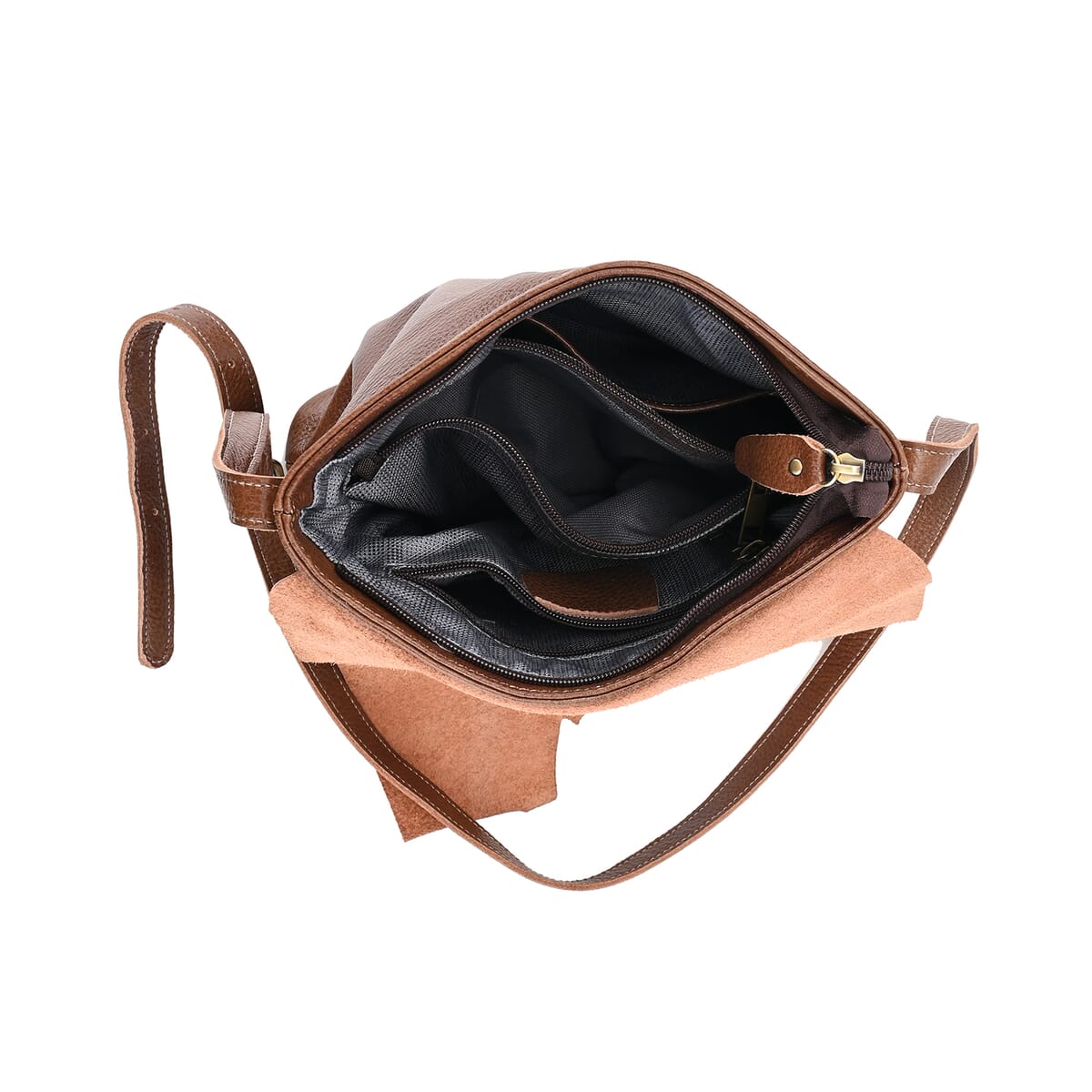 Italy Retro Noble Collection Brown Cross and Snakeskin Pattern Genunie Leather Crossbody Bag image number 4