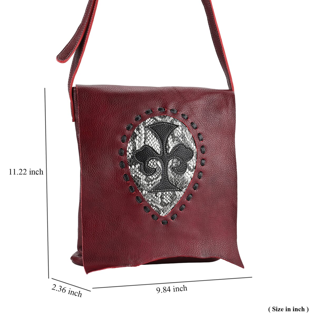 Italy Retro Noble Collection Brown Cross and Snakeskin Pattern Genunie Leather Crossbody Bag image number 6