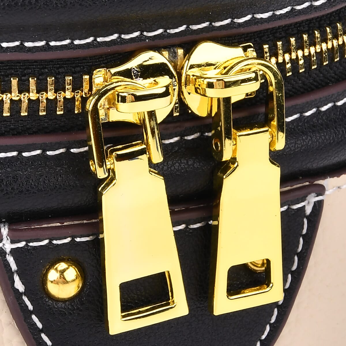 White with Black Genuine Leather Cylinder Shape Small Crossbody Bag with Detachable Shoulder Strap image number 5