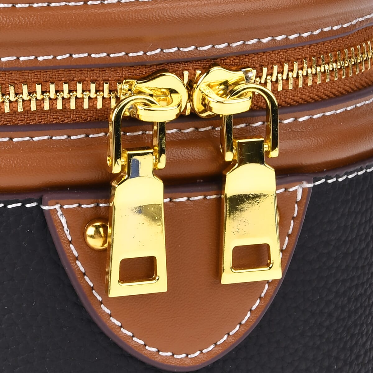 Black with Coffee Genuine Leather Cylinder Shape Small Crossbody Bag with Detachable Shoulder Strap image number 5