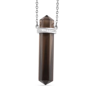Brazilian Smoky Quartz 19.75 ctw Fancy Necklace in Stainless Steel 18 Inches
