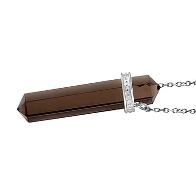 D'Joy Brazilian Smoky Quartz 19.75 ctw Fancy Necklace in Stainless Steel 18 Inches