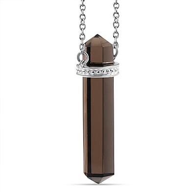 D'Joy Brazilian Smoky Quartz 19.75 ctw Fancy Necklace in Stainless Steel 18 Inches