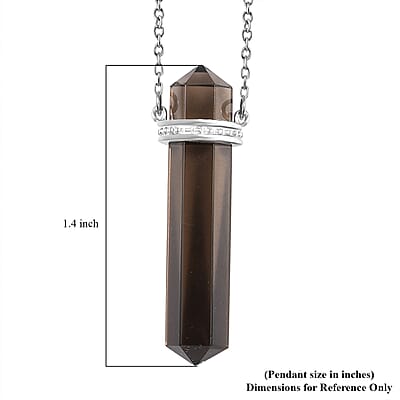D'Joy Brazilian Smoky Quartz 19.75 ctw Fancy Necklace in Stainless Steel 18 Inches