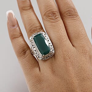 Karis Verde Onyx 12.10 ctw Elongated Elegance Ring in Platinum Bond (Size 8.0)