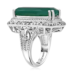 Karis Verde Onyx 12.10 ctw Elongated Elegance Ring in Platinum Bond (Size 8.0)