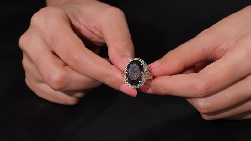 Karis Brazilian Smoky Quartz Ring 18K YG Plated and Platinum Bond (Size 10.0) 11.15 ctw