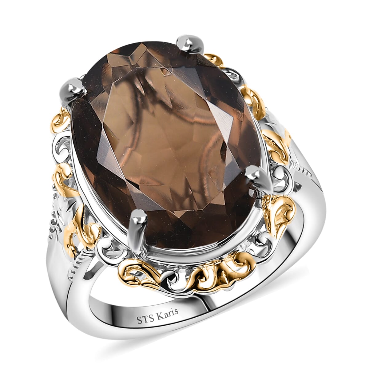 Karis Brazilian Smoky Quartz 11.15 ctw Ring 18K YG Plated and Platinum Bond (Size 6.0)  image number 0