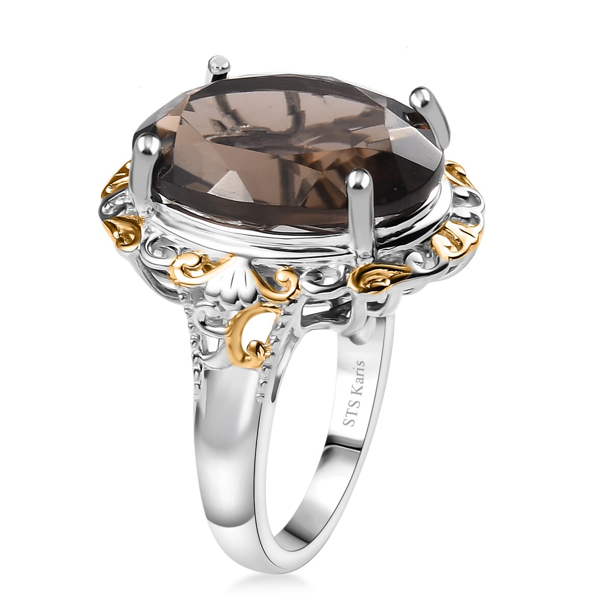 Karis Brazilian Smoky Quartz 11.15 ctw Ring 18K YG Plated and Platinum Bond (Size 6.0)  image number 3