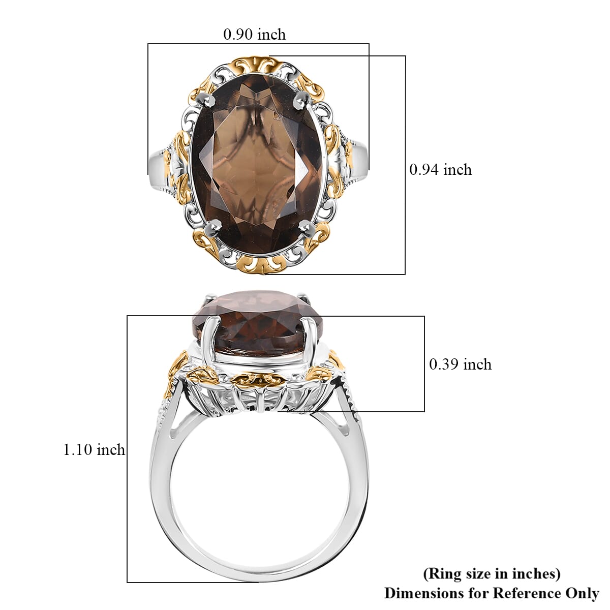 Karis Brazilian Smoky Quartz 11.15 ctw Ring 18K YG Plated and Platinum Bond (Size 6.0)  image number 5