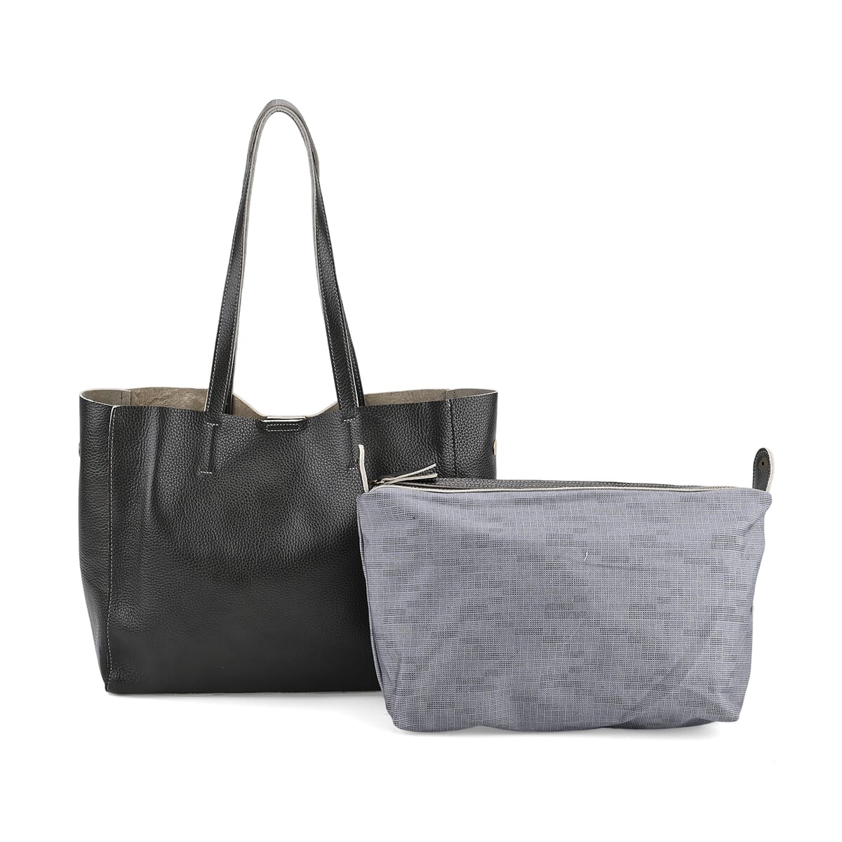 Italy Retro Noble Collection Gray Genuine Leather Tote Bag image number 0