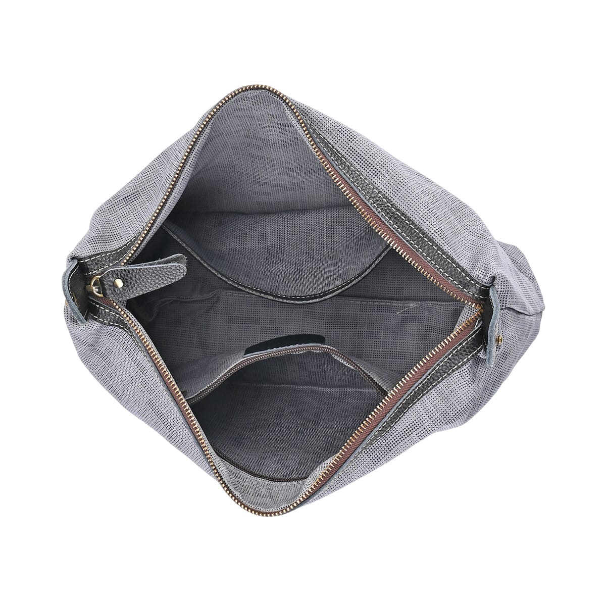 Italy Retro Noble Collection Gray Genuine Leather Tote Bag image number 7