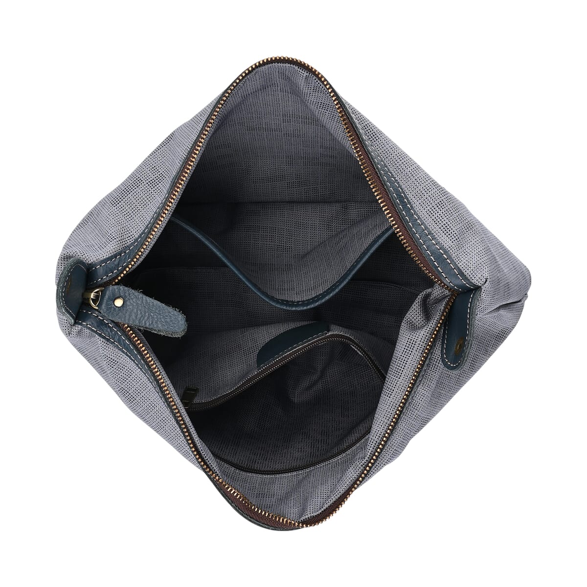 Italy Retro Noble Collection Blue Genuine Leather Tote Bag image number 7