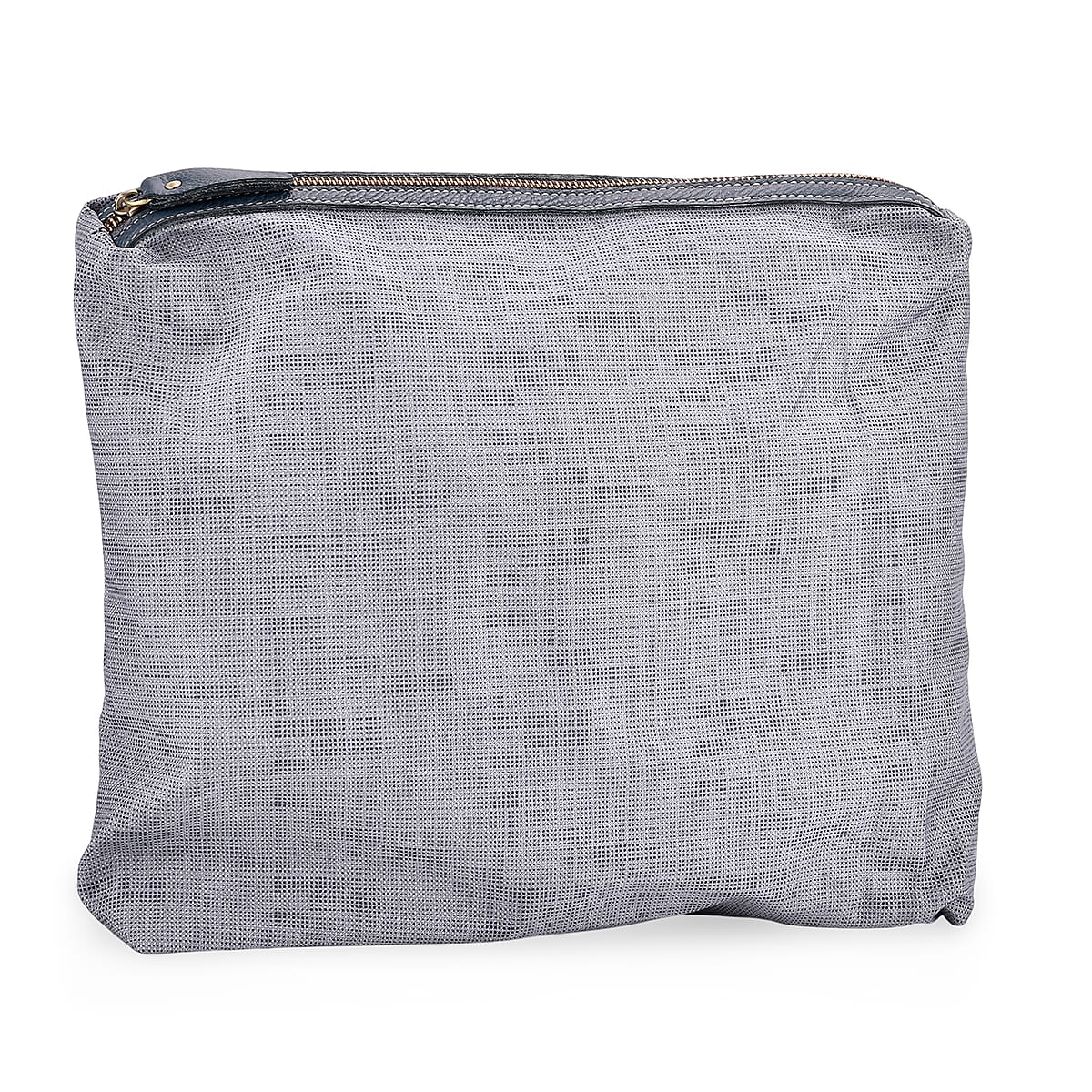 Italy Retro Noble Collection Blue Genuine Leather Tote Bag with Chic Woven Double Handle image number 7